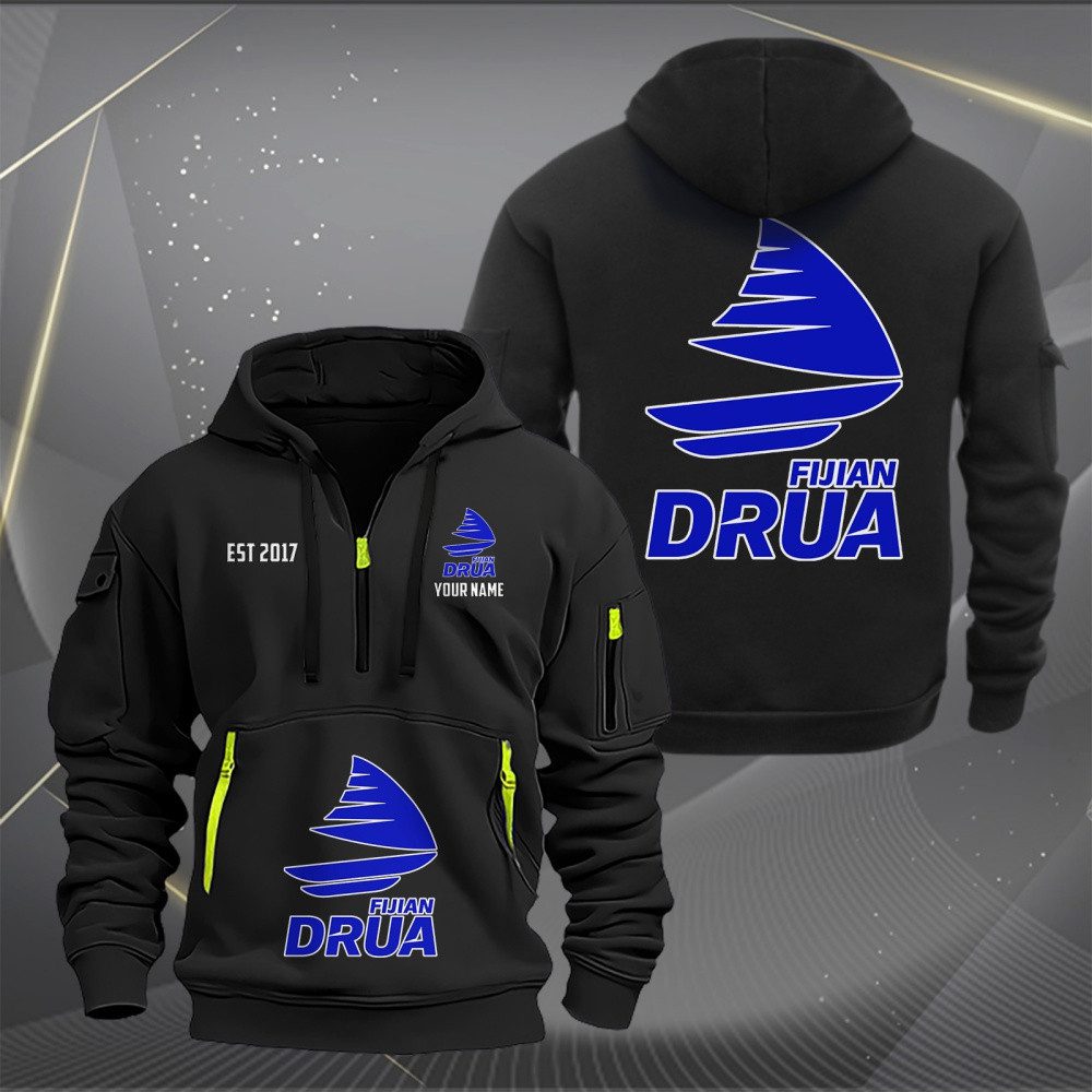 Super Rugby Fijian Drua Personalized Half-zip Hoodie Gift For Fans Super Rugby Fijian Drua Personalized Half-zip Hoodie Gift For Fans