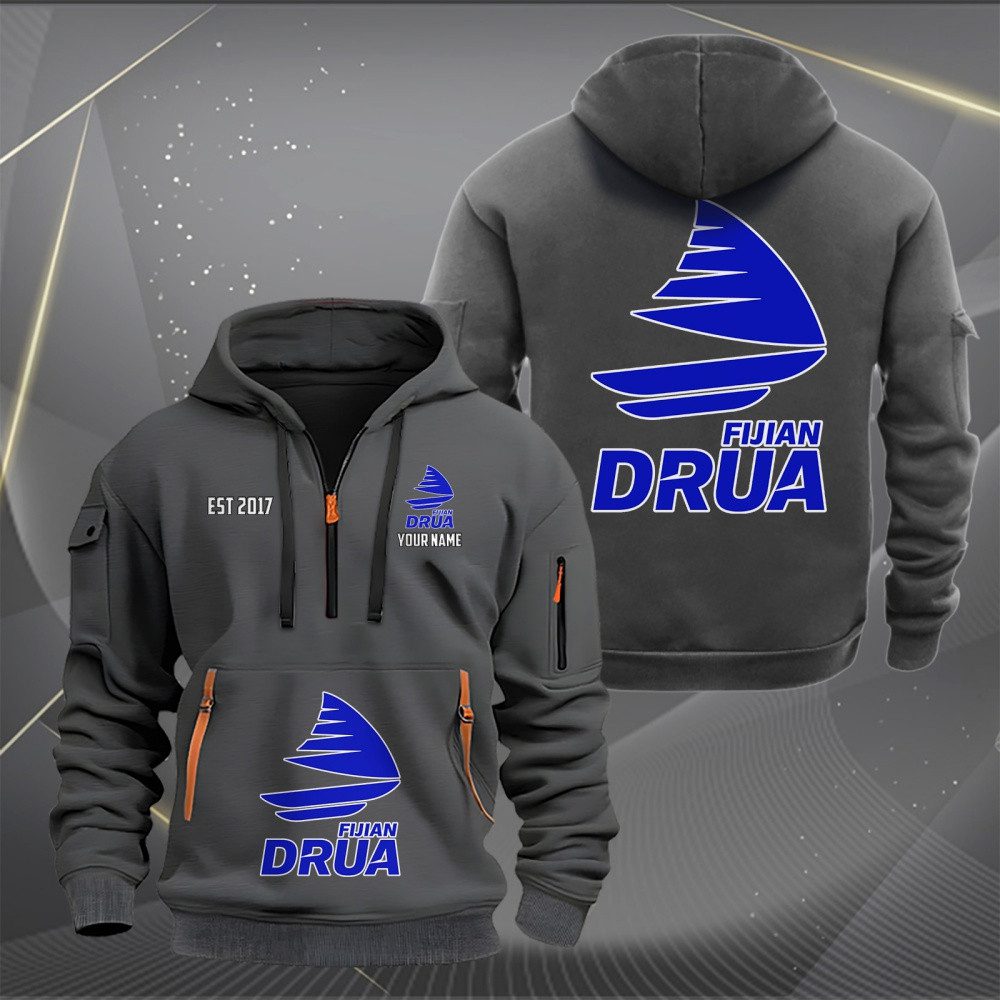 Super Rugby Fijian Drua Personalized Half-zip Hoodie Gift For Fans Super Rugby Fijian Drua Personalized Half-zip Hoodie Gift For Fans