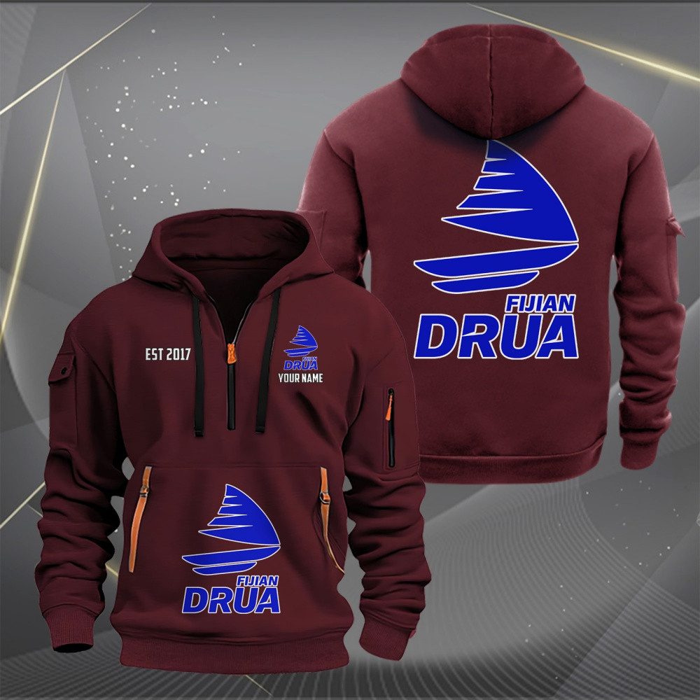 Super Rugby Fijian Drua Personalized Half-zip Hoodie Gift For Fans Super Rugby Fijian Drua Personalized Half-zip Hoodie Gift For Fans