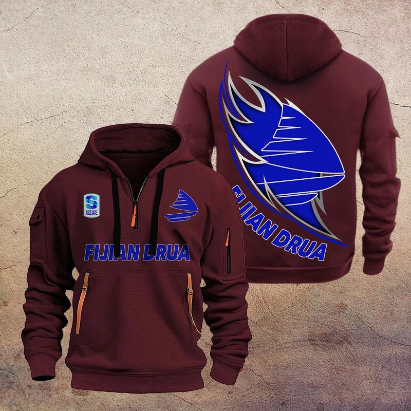 Super Rugby Fijian Drua Half-zip Hoodie Gift For Fans Super Rugby Fijian Drua Half-zip Hoodie Gift For Fans