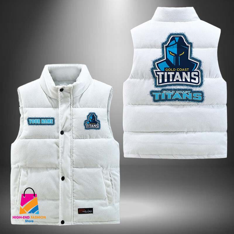 NRL Gold Coast Titans Personalized Style Sleeveless Puffer Jacket Gift For Fans NRL Gold Coast Titans Personalized Style Sleeveless Puffer Jacket Gift For Fans