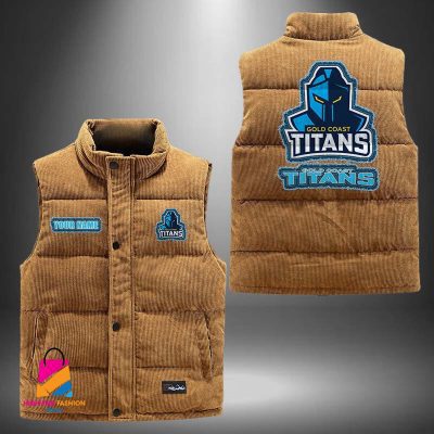 NRL Gold Coast Titans Personalized Style Sleeveless Puffer Jacket Gift For Fans
