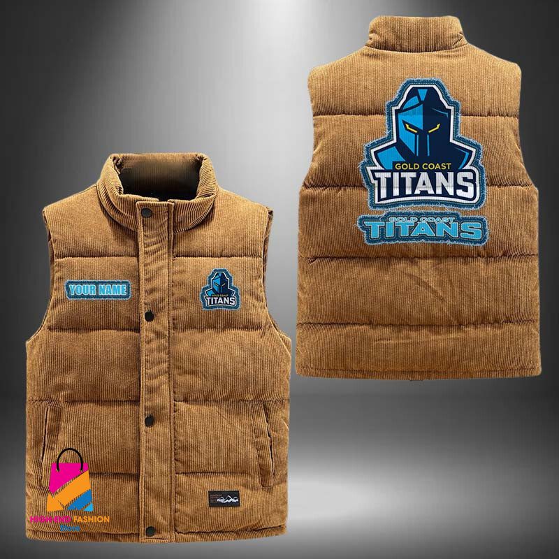 NRL Gold Coast Titans Personalized Style Sleeveless Puffer Jacket Gift For Fans NRL Gold Coast Titans Personalized Style Sleeveless Puffer Jacket Gift For Fans