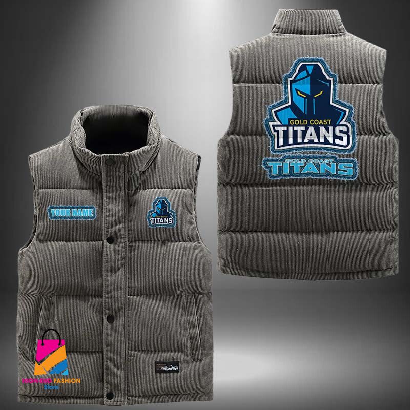 NRL Gold Coast Titans Personalized Style Sleeveless Puffer Jacket Gift For Fans NRL Gold Coast Titans Personalized Style Sleeveless Puffer Jacket Gift For Fans