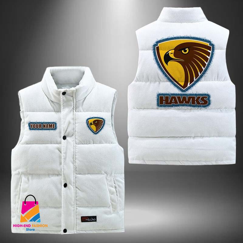 AFL Hawthorn Football Personalized Style Sleeveless Puffer Jacket Gift For Fans AFL Hawthorn Football Personalized Style Sleeveless Puffer Jacket Gift For Fans