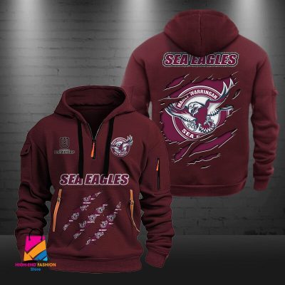NRL Manly Warringah Sea Eagles Half-zip Hoodie Gift For Fans