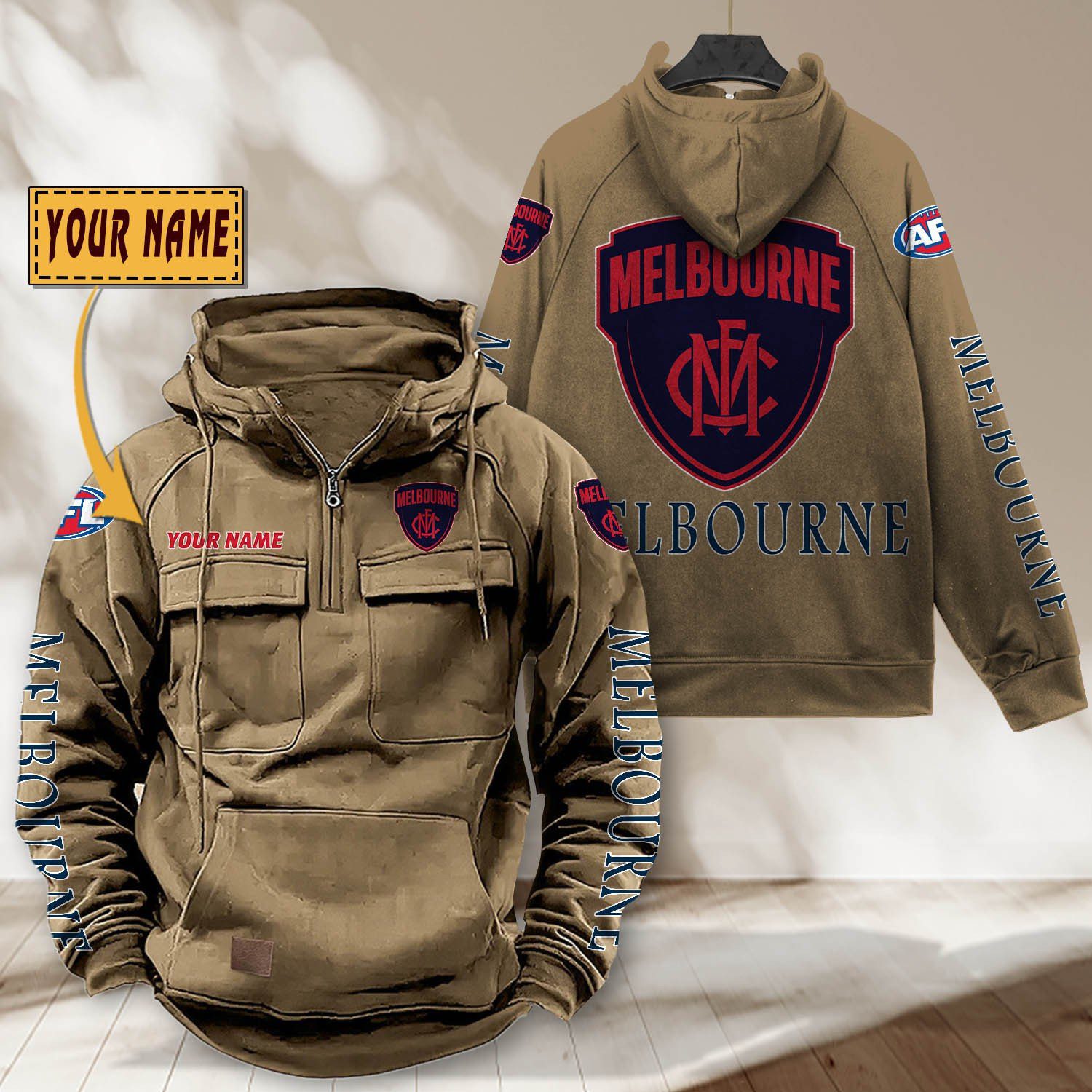 AFL Melbourne Personalized Half-zip Hoodie Gift For Fans AFL Melbourne Personalized Half-zip Hoodie Gift For Fans