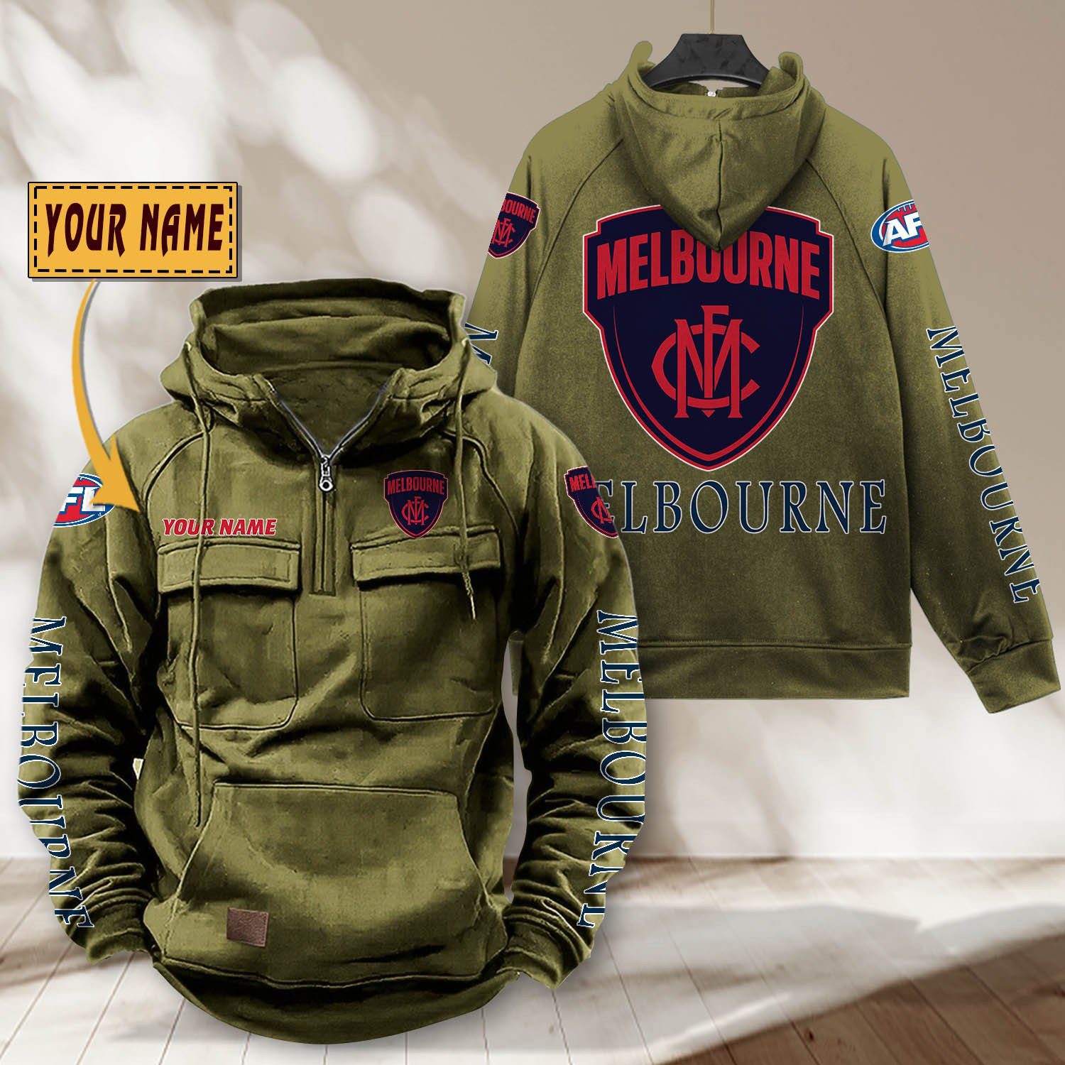 AFL Melbourne Personalized Half-zip Hoodie Gift For Fans AFL Melbourne Personalized Half-zip Hoodie Gift For Fans