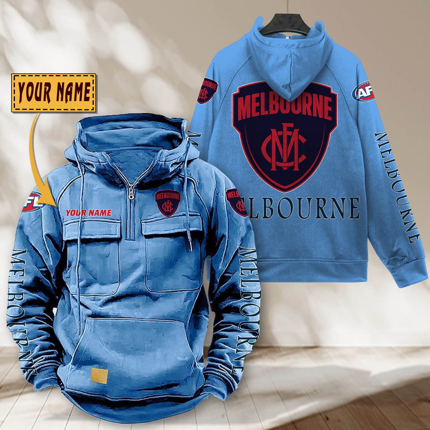 AFL Melbourne Personalized Half-zip Hoodie Gift For Fans AFL Melbourne Personalized Half-zip Hoodie Gift For Fans