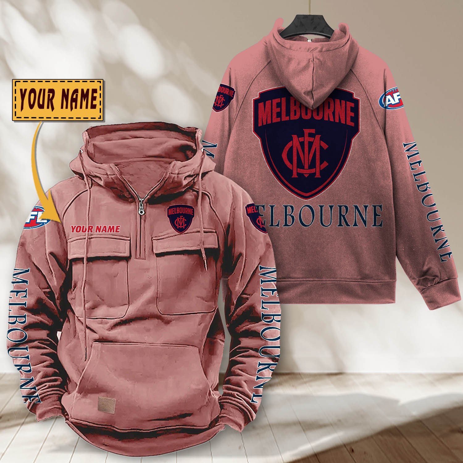 AFL Melbourne Personalized Half-zip Hoodie Gift For Fans AFL Melbourne Personalized Half-zip Hoodie Gift For Fans