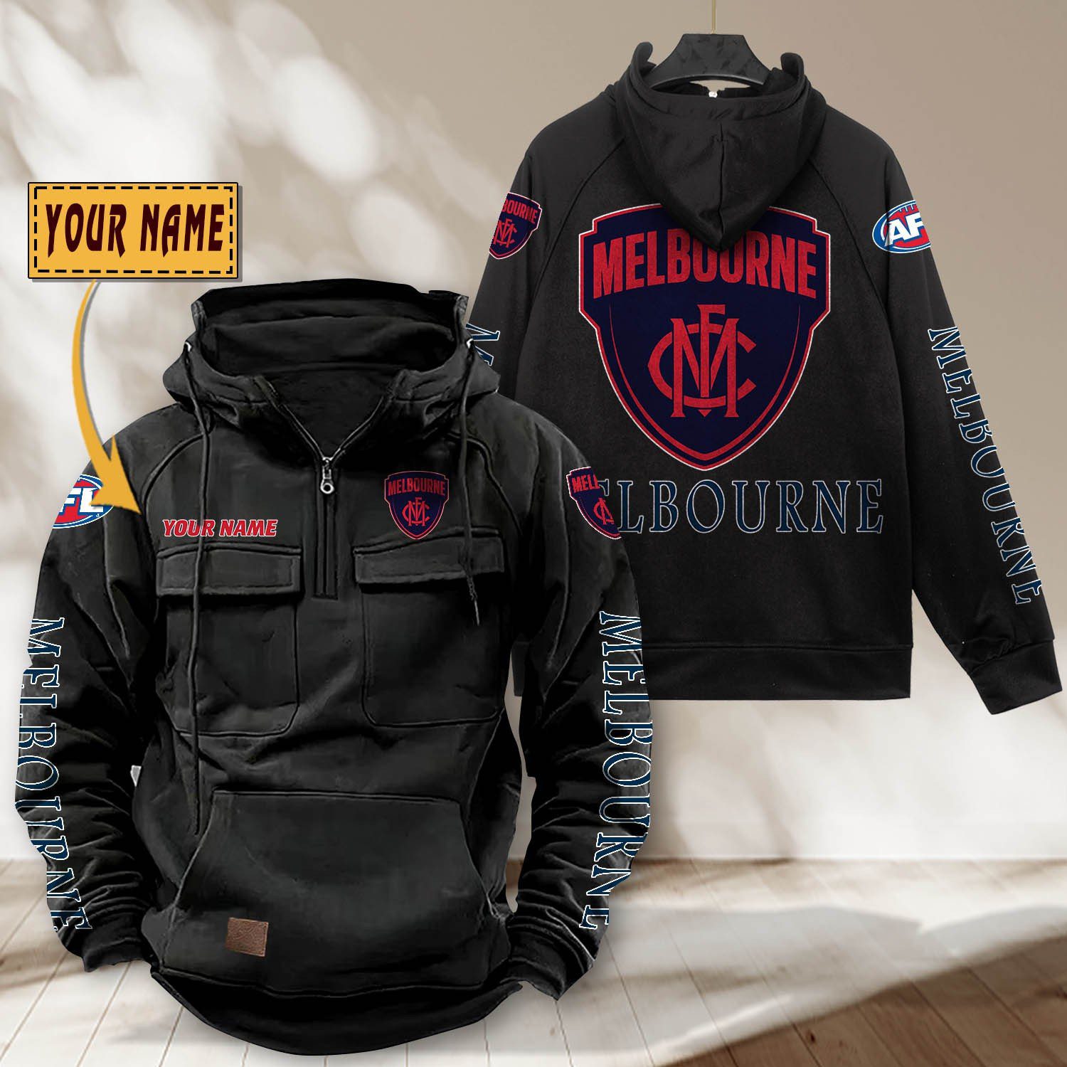 AFL Melbourne Personalized Half-zip Hoodie Gift For Fans AFL Melbourne Personalized Half-zip Hoodie Gift For Fans
