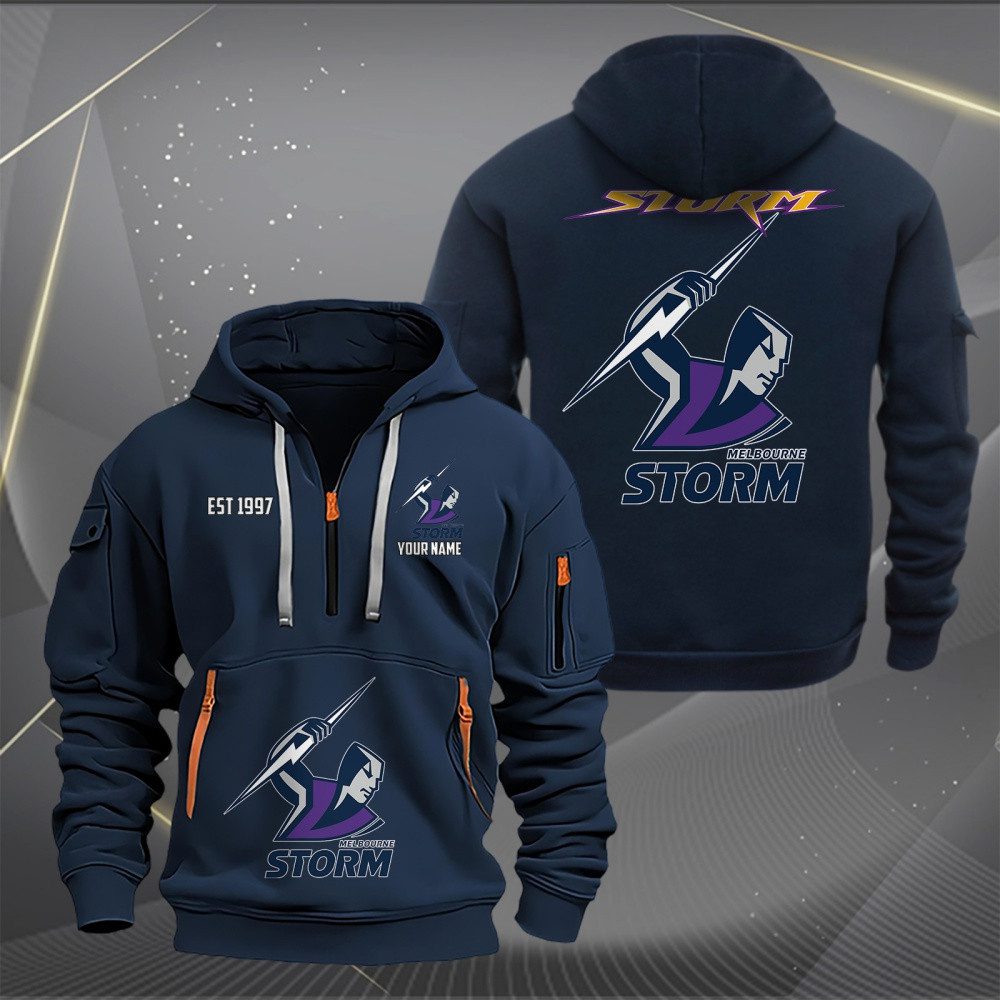 NRL Melbourne Storm Personalized Half-zip Hoodie Gift For Fans NRL Melbourne Storm Personalized Half-zip Hoodie Gift For Fans