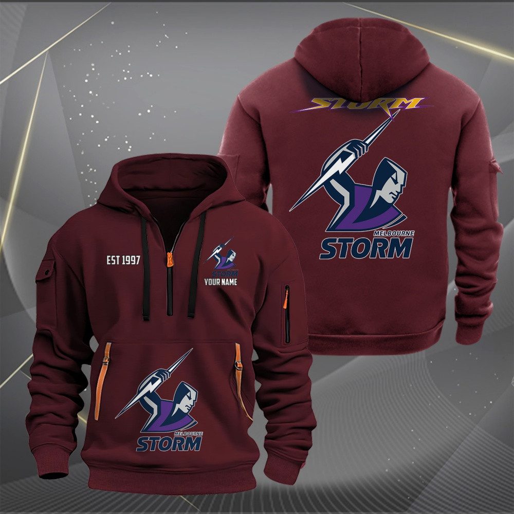NRL Melbourne Storm Personalized Half-zip Hoodie Gift For Fans NRL Melbourne Storm Personalized Half-zip Hoodie Gift For Fans