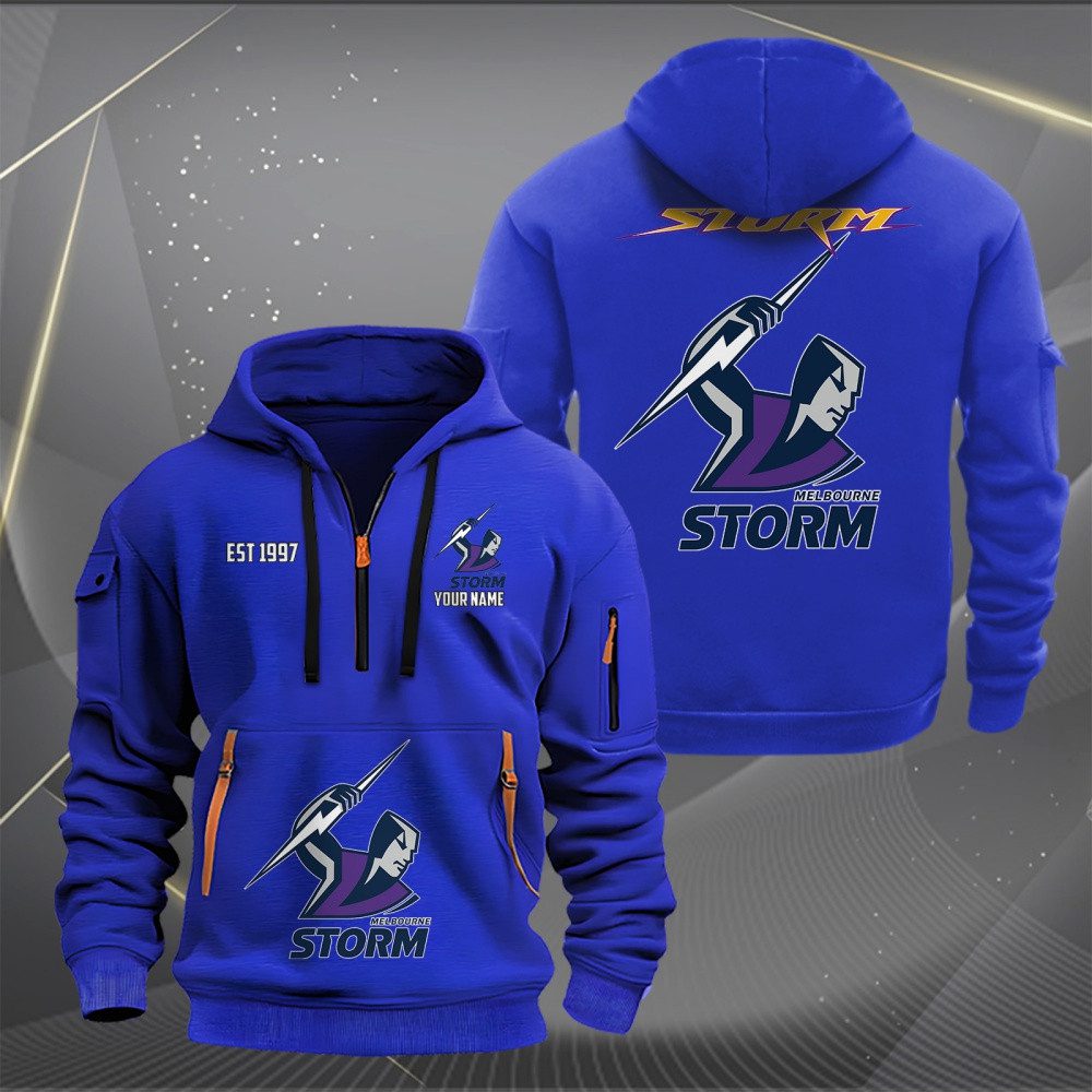 NRL Melbourne Storm Personalized Half-zip Hoodie Gift For Fans NRL Melbourne Storm Personalized Half-zip Hoodie Gift For Fans