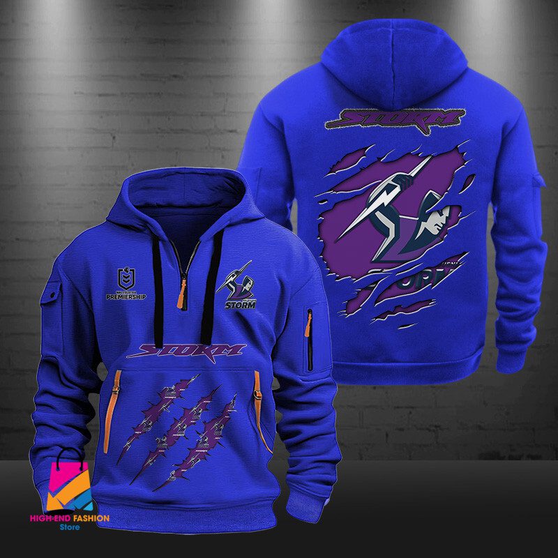NRL Melbourne Storm Half-zip Hoodie Gift For Fans NRL Melbourne Storm Half-zip Hoodie Gift For Fans