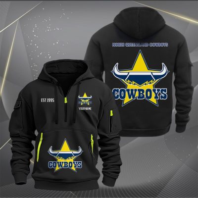 NRL North Queensland Cowboys Personalized Half-zip Hoodie Gift For Fans