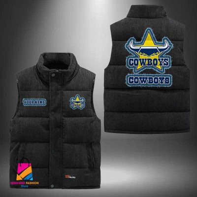 NRL North Queensland Cowboys Personalized Style Sleeveless Puffer Jacket Gift For Fans