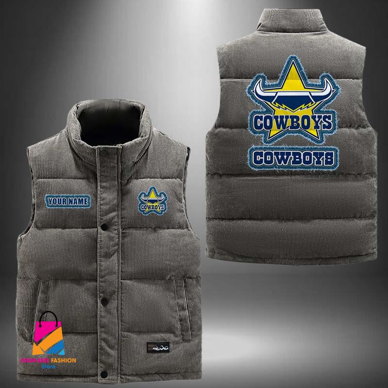 NRL North Queensland Cowboys Personalized Style Sleeveless Puffer Jacket Gift For Fans NRL North Queensland Cowboys Personalized Style Sleeveless Puffer Jacket Gift For Fans
