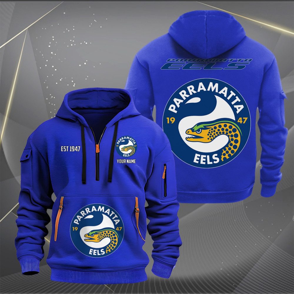 NRL Parramatta Eels Personalized Half-zip Hoodie Gift For Fans NRL Parramatta Eels Personalized Half-zip Hoodie Gift For Fans