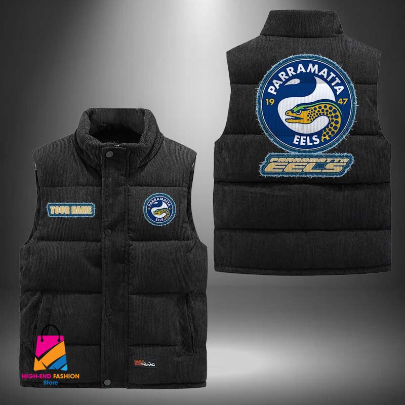 NRL Parramatta Eels Personalized Style Sleeveless Puffer Jacket Gift For Fans NRL Parramatta Eels Personalized Style Sleeveless Puffer Jacket Gift For Fans