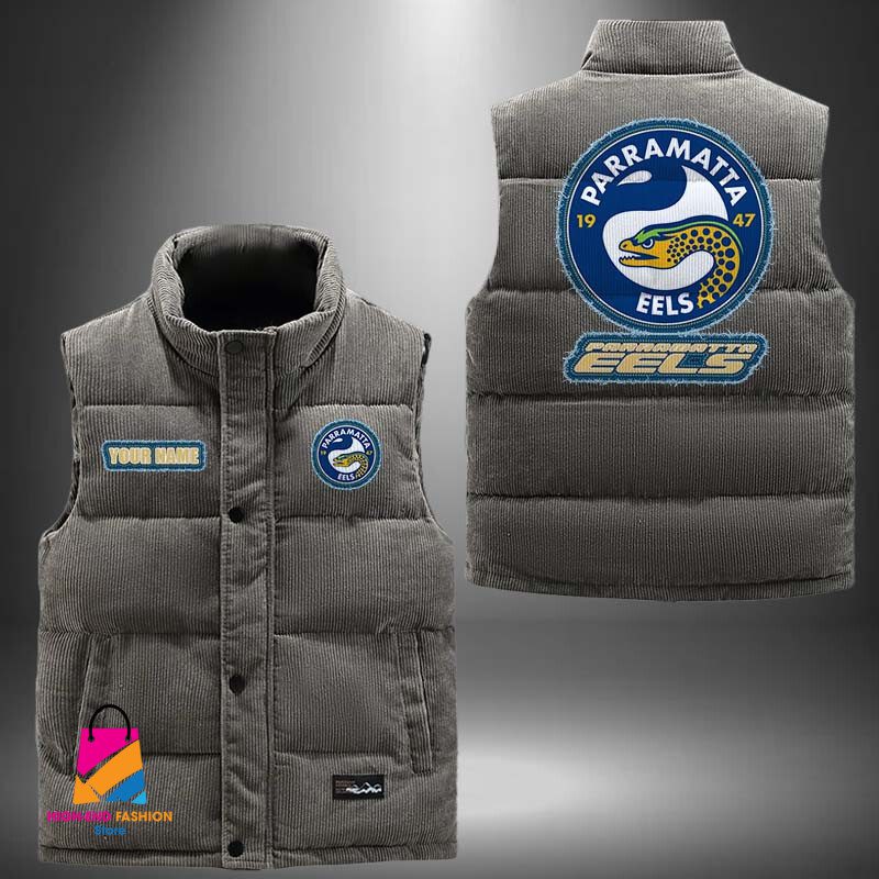 NRL Parramatta Eels Personalized Style Sleeveless Puffer Jacket Gift For Fans NRL Parramatta Eels Personalized Style Sleeveless Puffer Jacket Gift For Fans
