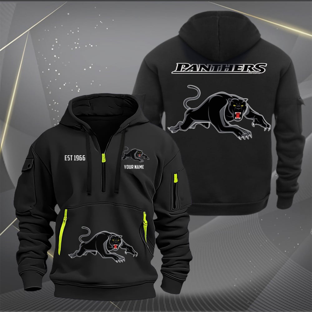 NRL Penrith Panthers Personalized Half-zip Hoodie Gift For Fans NRL Penrith Panthers Personalized Half-zip Hoodie Gift For Fans