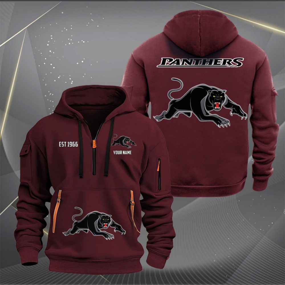 NRL Penrith Panthers Personalized Half-zip Hoodie Gift For Fans NRL Penrith Panthers Personalized Half-zip Hoodie Gift For Fans
