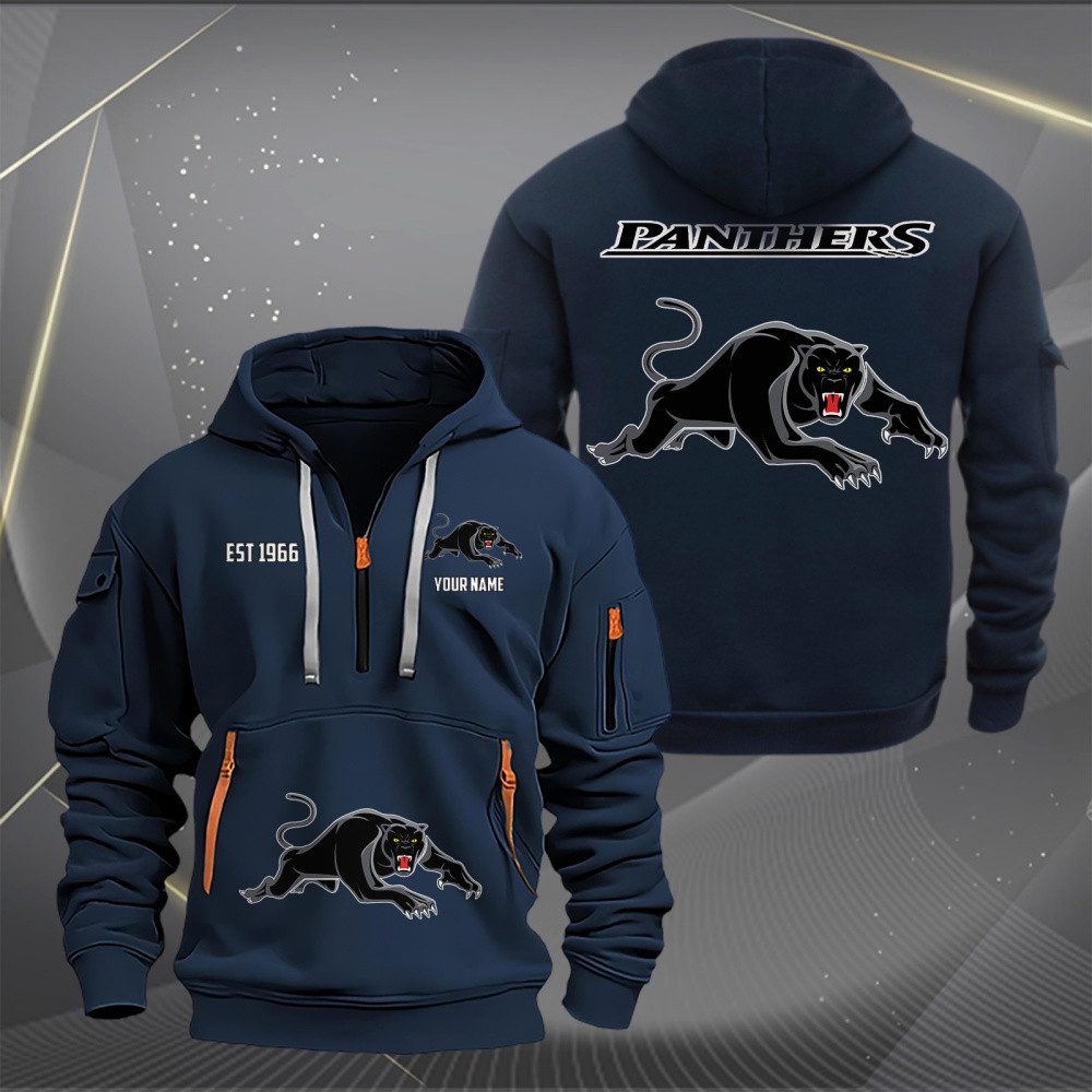 NRL Penrith Panthers Personalized Half-zip Hoodie Gift For Fans NRL Penrith Panthers Personalized Half-zip Hoodie Gift For Fans