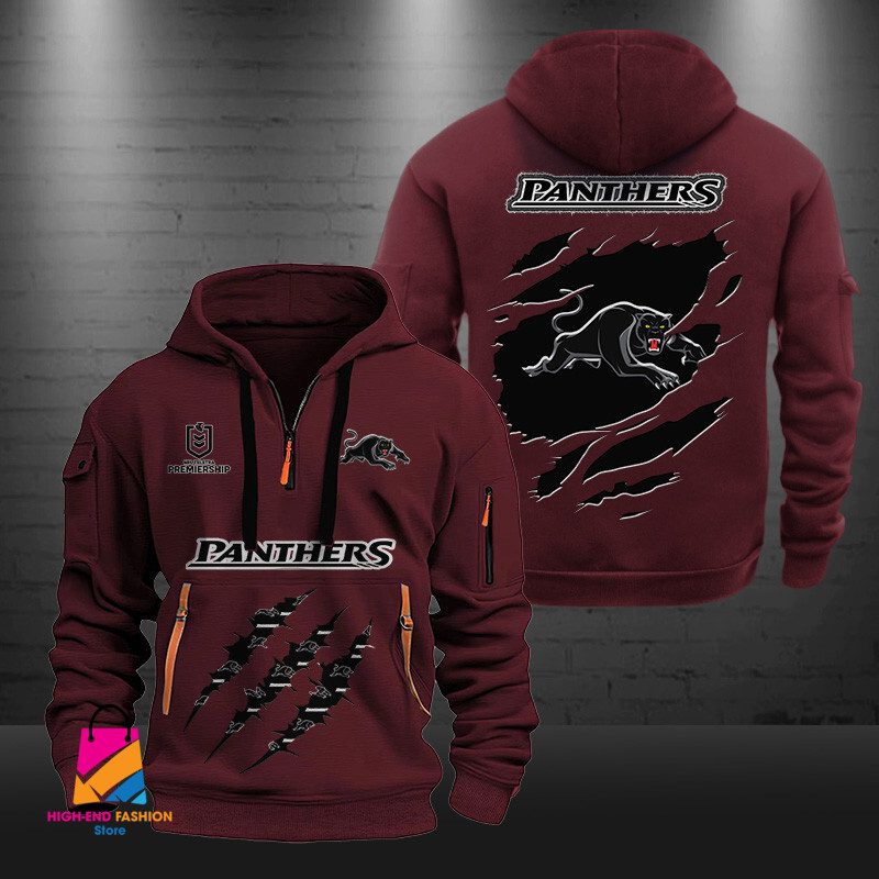 NRL Penrith Panthers Half-zip Hoodie Gift For Fans NRL Penrith Panthers Half-zip Hoodie Gift For Fans