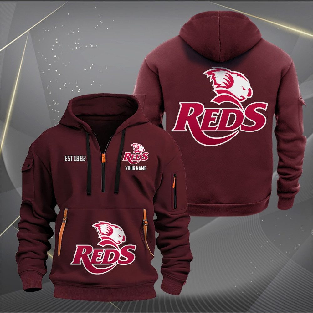 Super Rugby Queensland Reds Personalized Half-zip Hoodie Gift For Fans Super Rugby Queensland Reds Personalized Half-zip Hoodie Gift For Fans