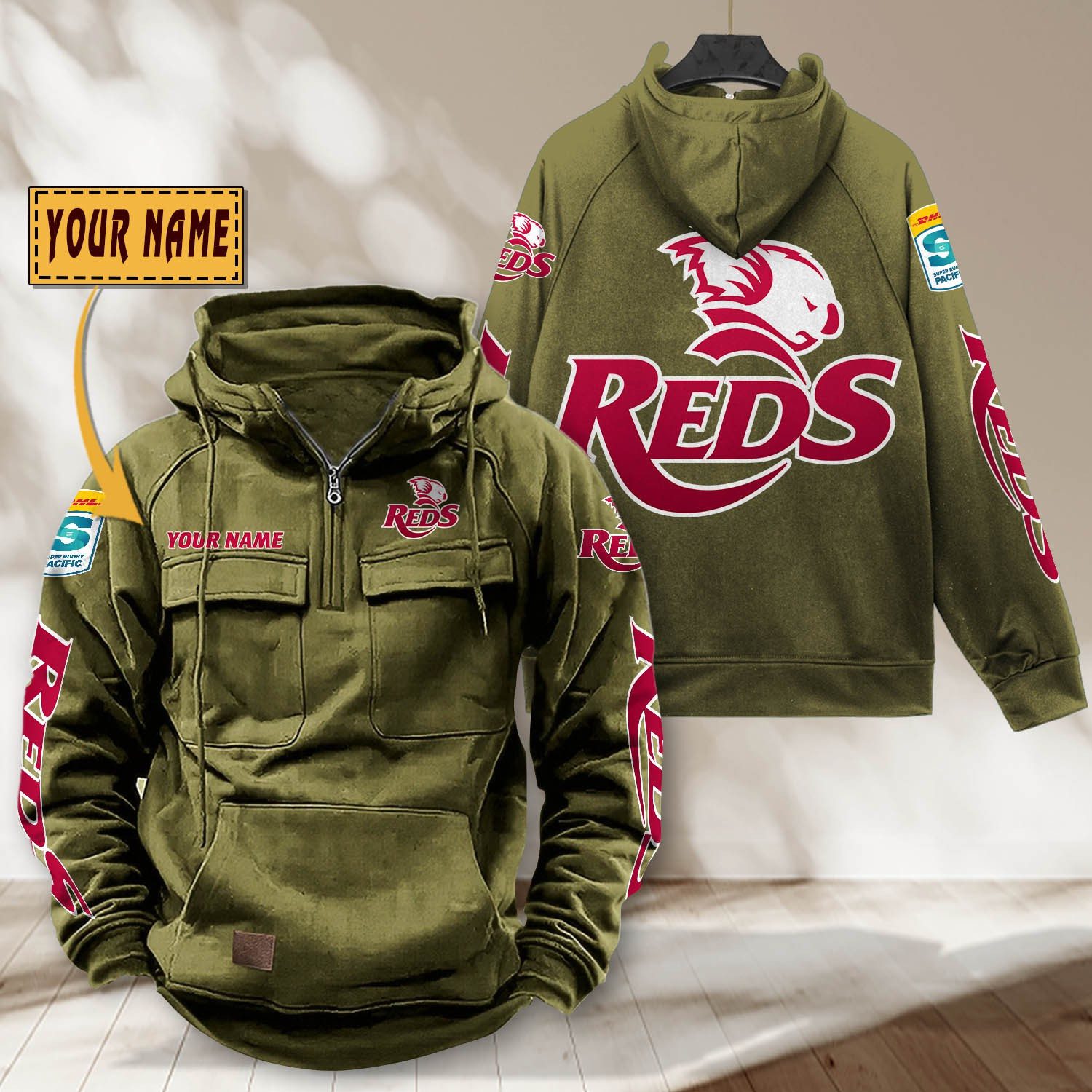 Super Rugby Queensland Reds Personalized Half-zip Hoodie Gift For Fans Super Rugby Queensland Reds Personalized Half-zip Hoodie Gift For Fans