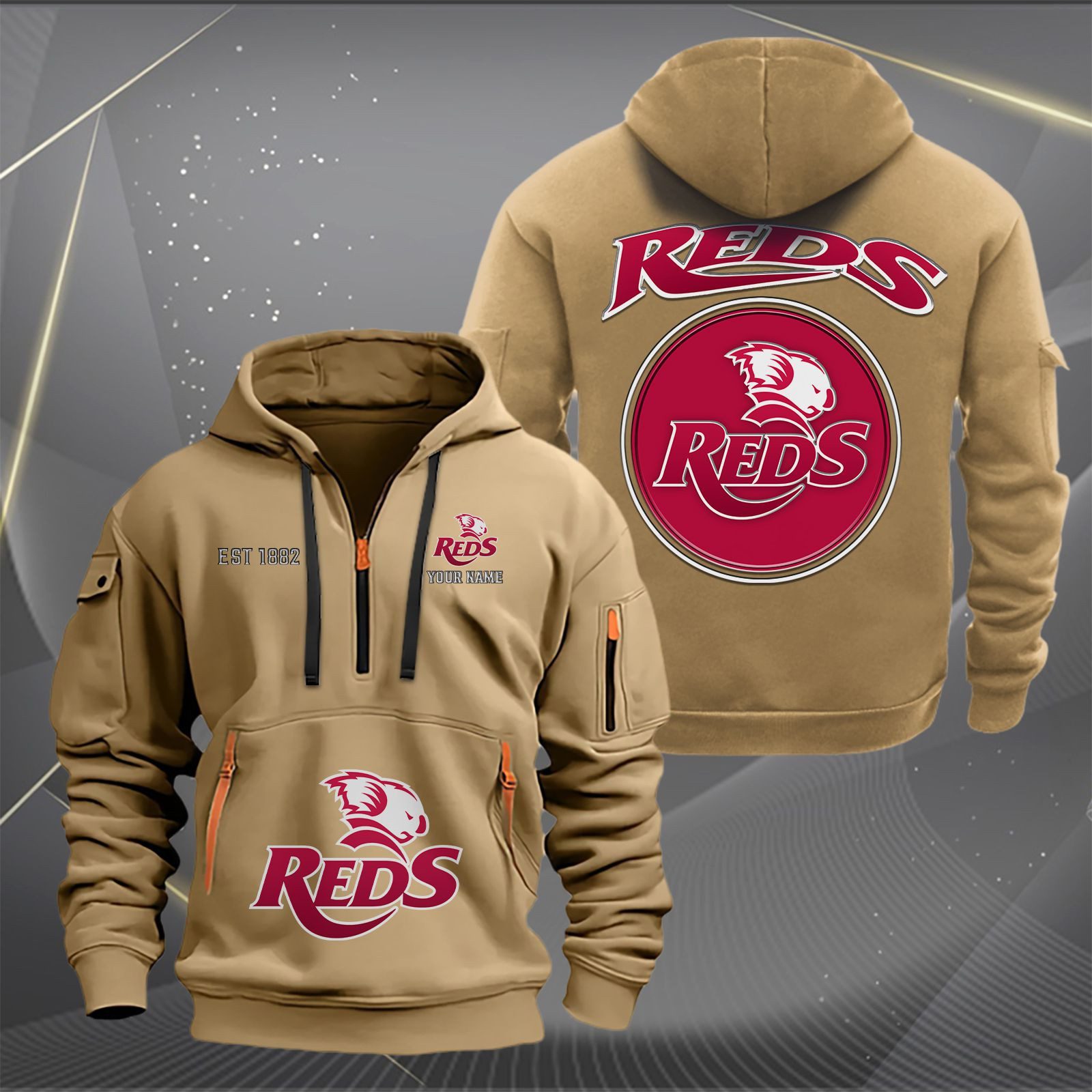 Super Rugby Queensland Reds Personalized Half-zip Hoodie Gift For Fans Super Rugby Queensland Reds Personalized Half-zip Hoodie Gift For Fans
