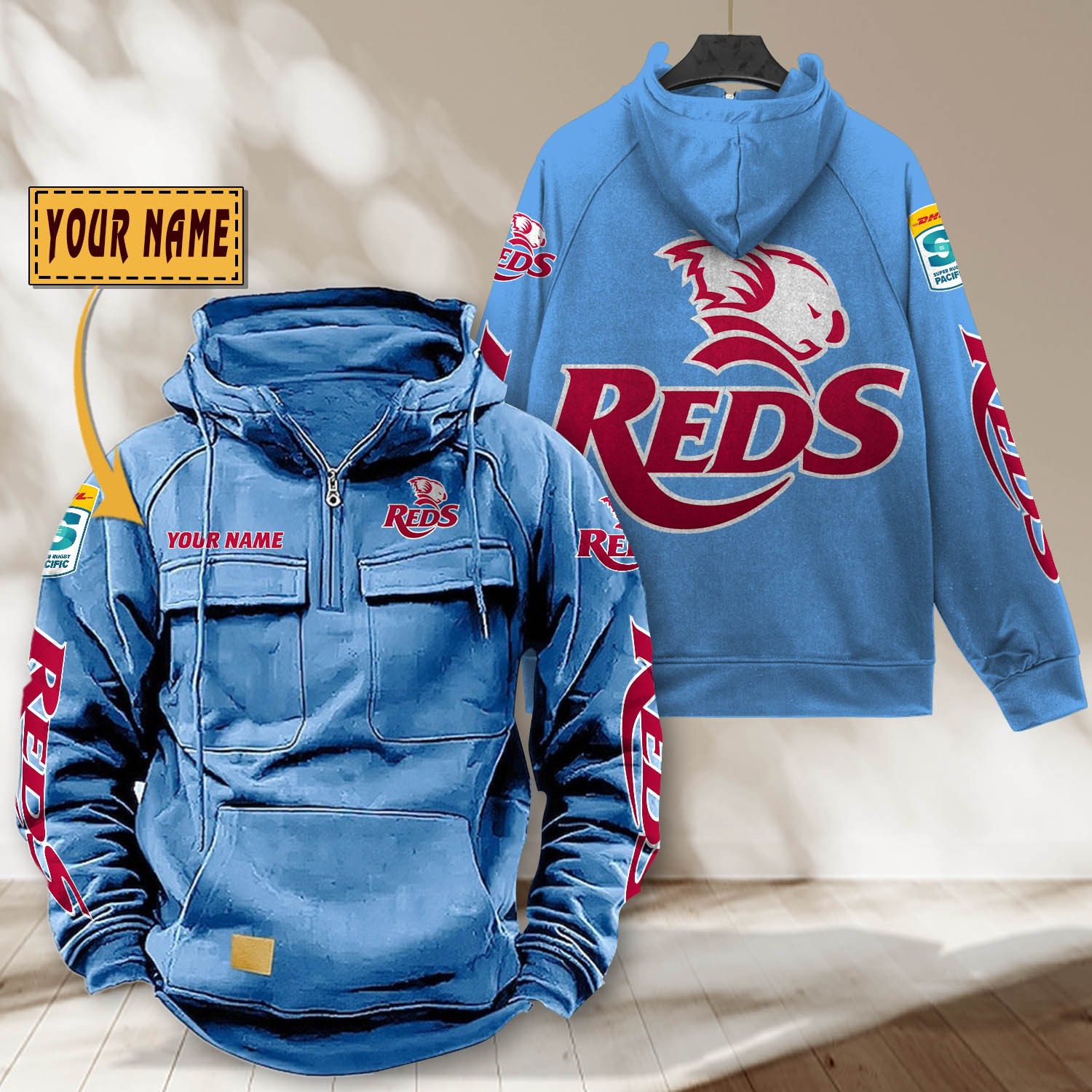 Super Rugby Queensland Reds Personalized Half-zip Hoodie Gift For Fans Super Rugby Queensland Reds Personalized Half-zip Hoodie Gift For Fans