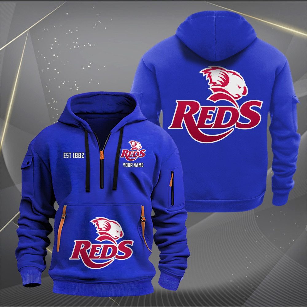 Super Rugby Queensland Reds Personalized Half-zip Hoodie Gift For Fans Super Rugby Queensland Reds Personalized Half-zip Hoodie Gift For Fans