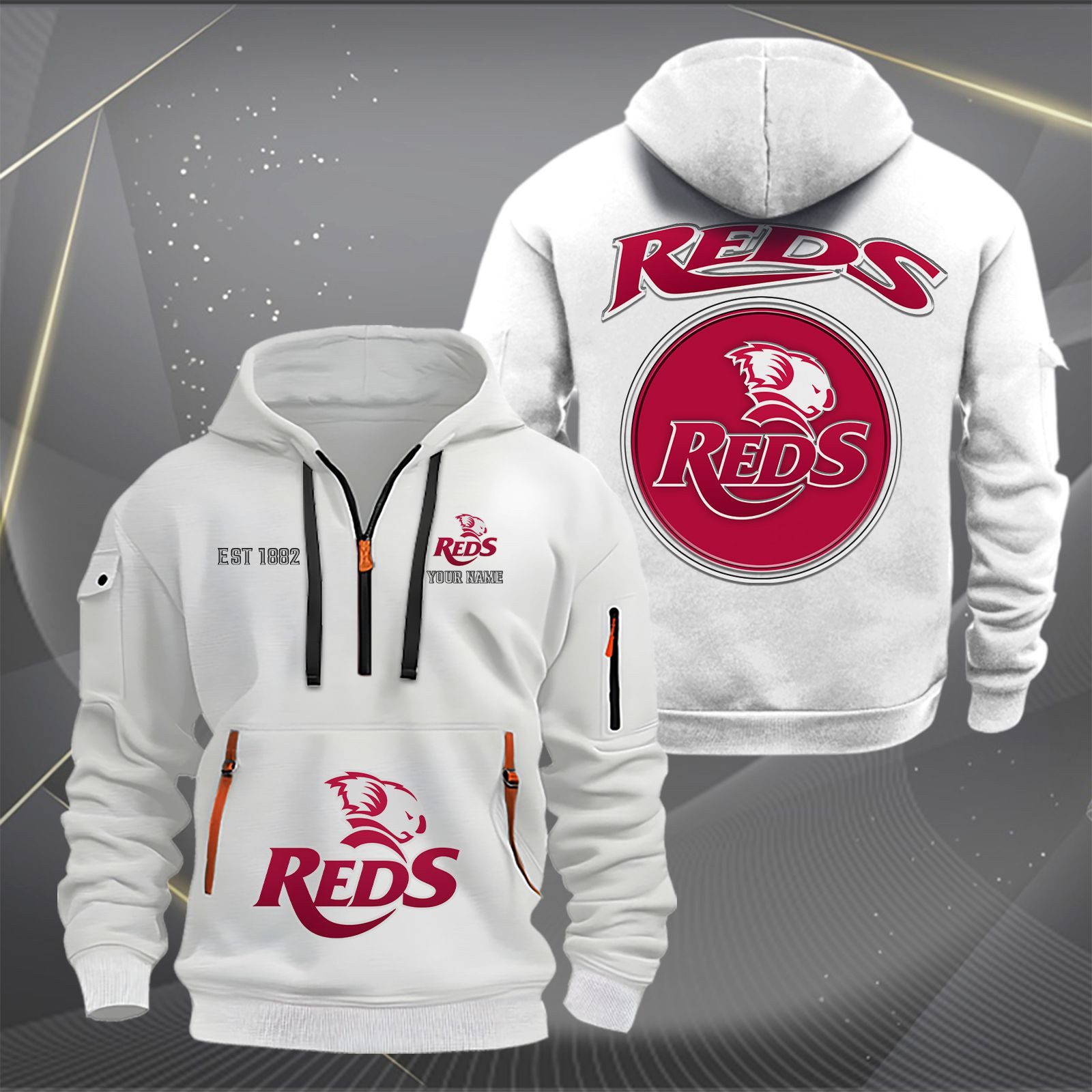 Super Rugby Queensland Reds Personalized Half-zip Hoodie Gift For Fans Super Rugby Queensland Reds Personalized Half-zip Hoodie Gift For Fans