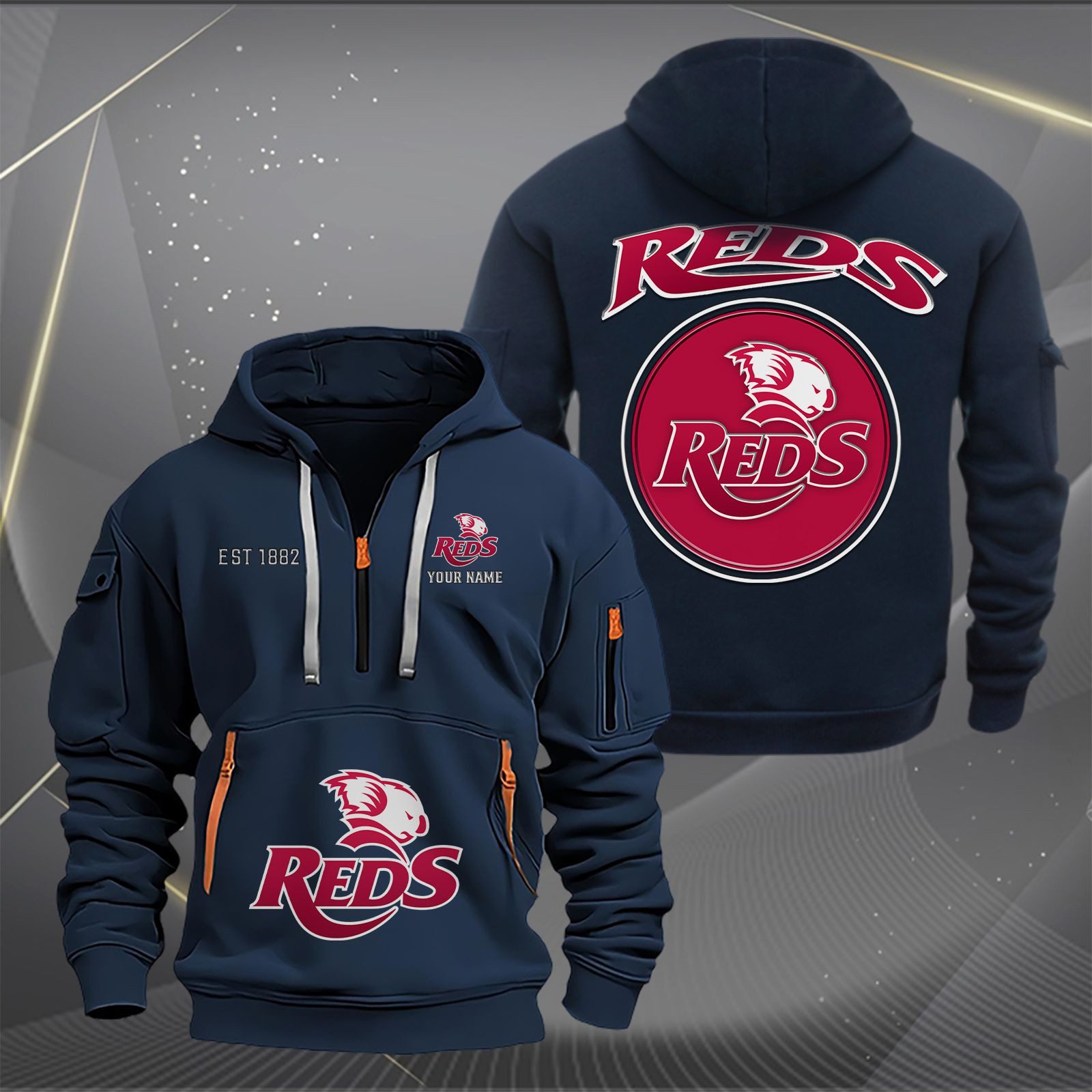 Super Rugby Queensland Reds Personalized Half-zip Hoodie Gift For Fans Super Rugby Queensland Reds Personalized Half-zip Hoodie Gift For Fans