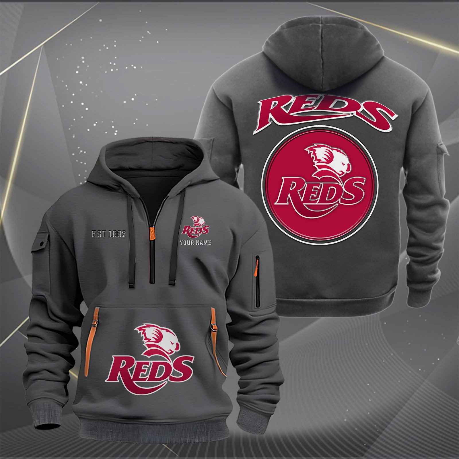 Super Rugby Queensland Reds Personalized Half-zip Hoodie Gift For Fans Super Rugby Queensland Reds Personalized Half-zip Hoodie Gift For Fans