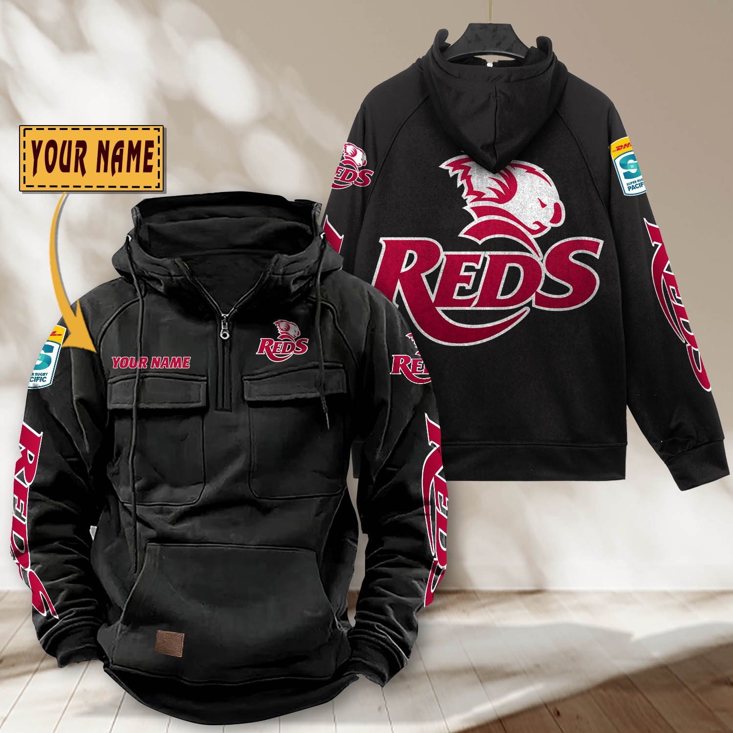 Super Rugby Queensland Reds Personalized Half-zip Hoodie Gift For Fans Super Rugby Queensland Reds Personalized Half-zip Hoodie Gift For Fans