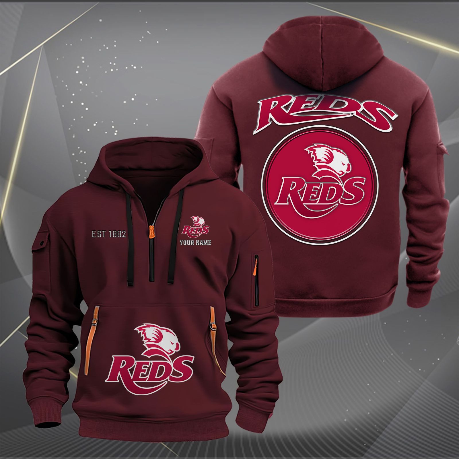 Super Rugby Queensland Reds Personalized Half-zip Hoodie Gift For Fans Super Rugby Queensland Reds Personalized Half-zip Hoodie Gift For Fans