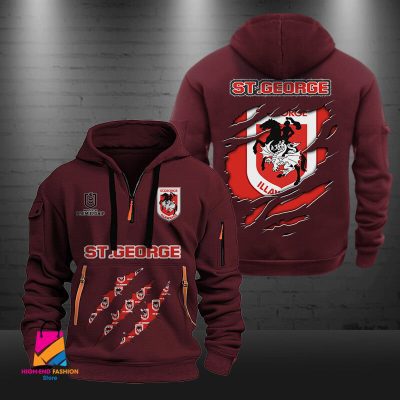 NRL St. George Illawarra Dragons Half-zip Hoodie Gift For Fans