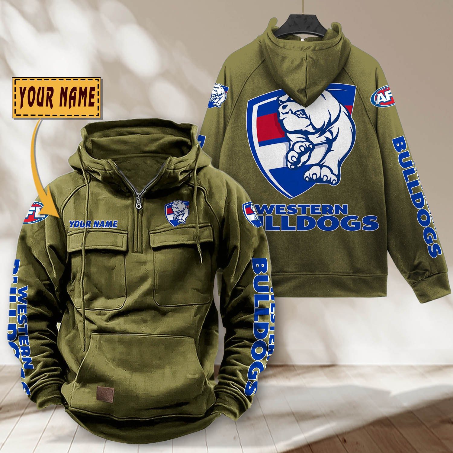 AFL Western Bulldogs Personalized Tactical Half-zip Hoodie Gift For Fans AFL Western Bulldogs Personalized Tactical Half-zip Hoodie Gift For Fans