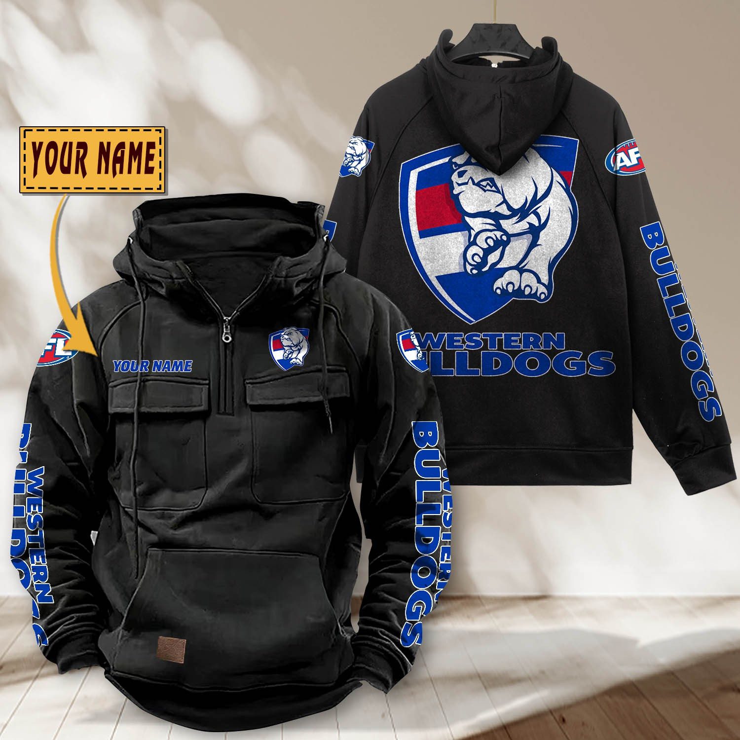 AFL Western Bulldogs Personalized Tactical Half-zip Hoodie Gift For Fans AFL Western Bulldogs Personalized Tactical Half-zip Hoodie Gift For Fans