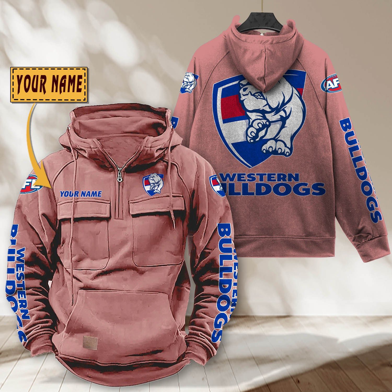 AFL Western Bulldogs Personalized Tactical Half-zip Hoodie Gift For Fans AFL Western Bulldogs Personalized Tactical Half-zip Hoodie Gift For Fans