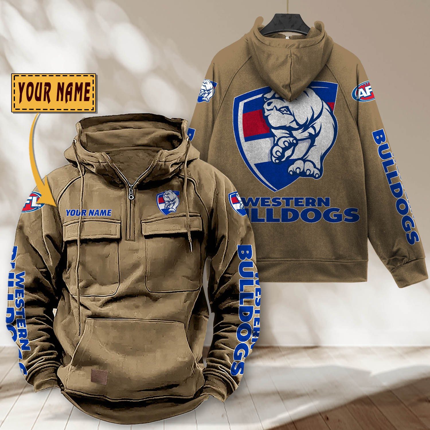 AFL Western Bulldogs Personalized Tactical Half-zip Hoodie Gift For Fans AFL Western Bulldogs Personalized Tactical Half-zip Hoodie Gift For Fans