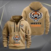 NRL Wests Tigers Personalized Half-zip Hoodie Gift For Fans