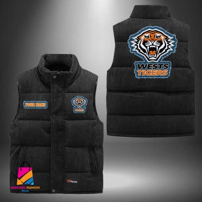 NRL Wests Tigers Personalized Style Sleeveless Puffer Jacket Gift For Fans
