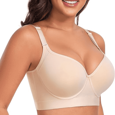 Women’s Deep V Push Up Bra Underwire Support Sport Back Seamless Lingerie