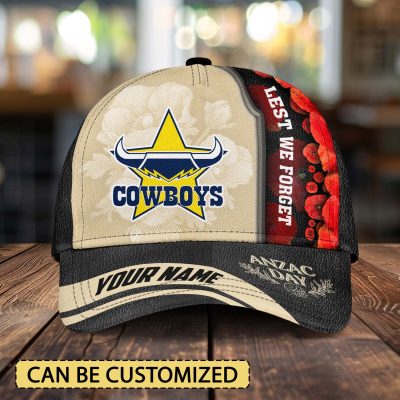 NRL North Queensland Cowboys x Anzac Day Custom Name Classic Cap Gift For Fans