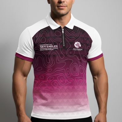 NRL Manly Warringah Sea Eagles Personalized Zip Polo Shirt Gift For Fans