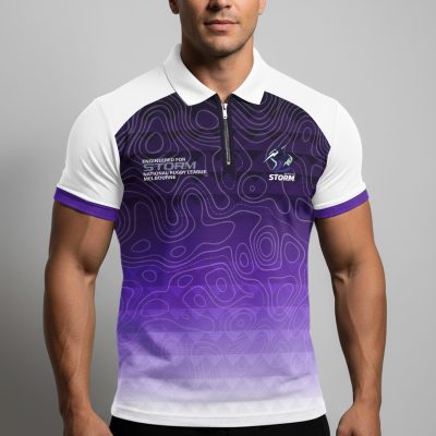 NRL Melbourne Storm Personalized Zip Polo Shirt Gift For Fans